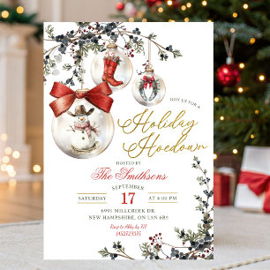 Western Winter Baubles Holiday Hoedown Party Invitation