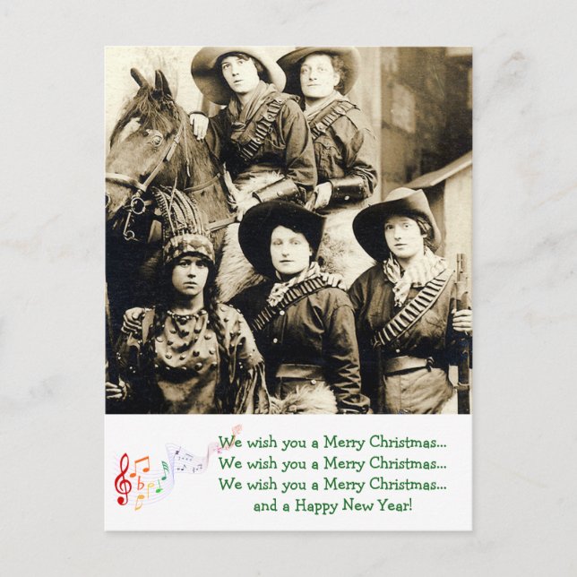Western Women Christmas Greetings Holiday Postcard (Front)