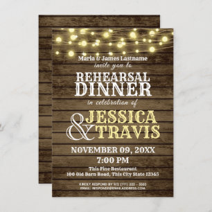 Western Wood and Lights Rehearsal Dinner Invitation