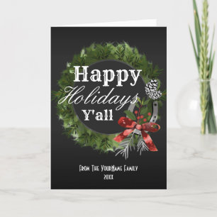 Western Wreath Personalized Family Name Holiday Card