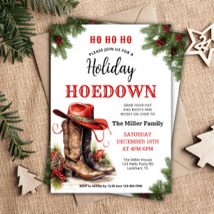 Western Xmas, Holiday Hoedown Invite, Cowboy Hat Invitation