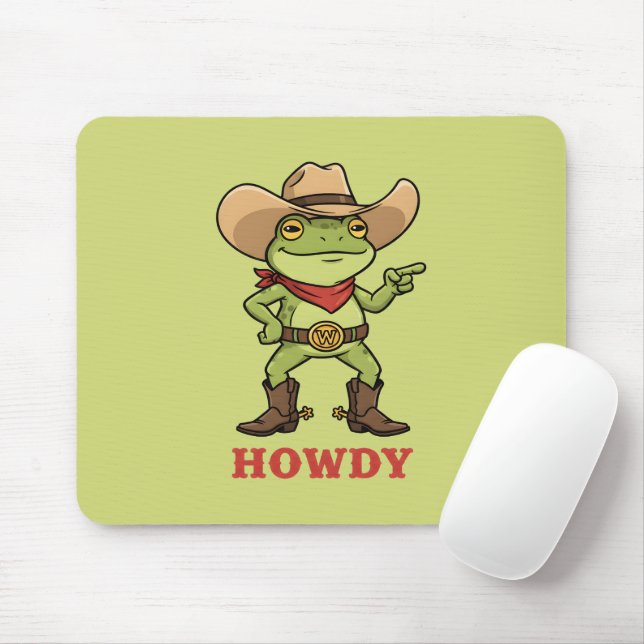 Western Yeehaw Frog Howdy Frog Funny Cowboy Meme Mouse Pad (With Mouse)