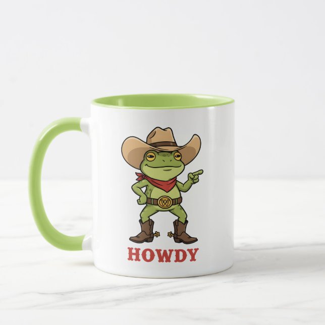 Western Yeehaw Frog Howdy Frog Funny Cowboy Meme Mug (Left)