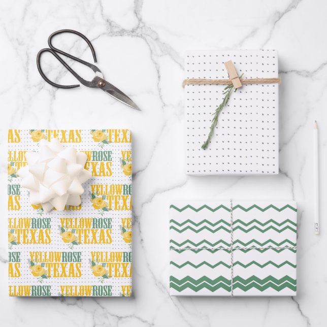 Western Yellow Rose of Texas Wrapping Paper Sheet (Front)