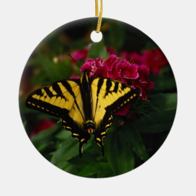 Western Yellow Swallowtail Ceramic Tree Decoration (Front)