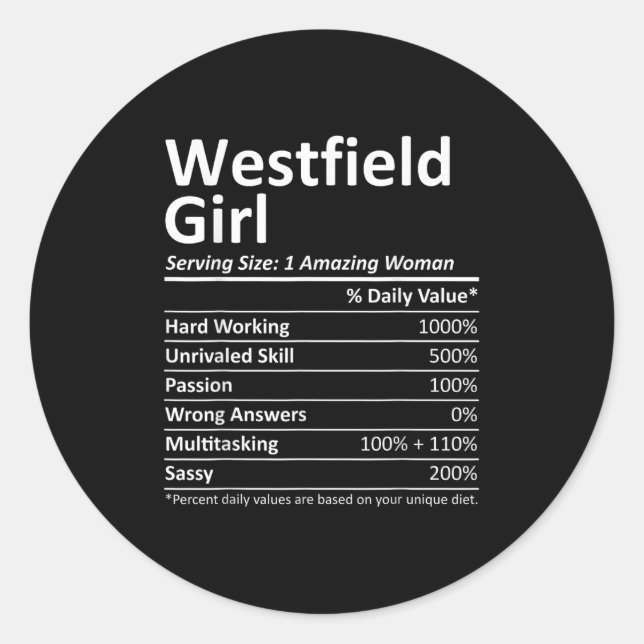 Westfield Girl Nj New Jersey Funny City Home Roots Classic Round Sticker (Front)