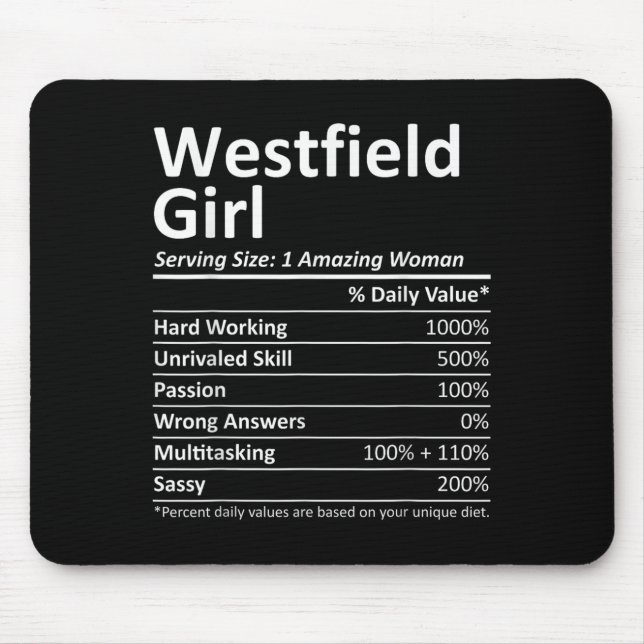 Westfield Girl Nj New Jersey Funny City Home Roots Mouse Pad (Front)