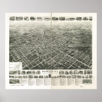 Westfield New Jersey 1929 Antique Panoramic Map