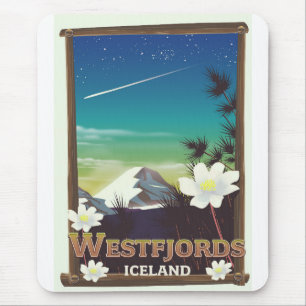 Westfjords Iceland travel poster Mouse Pad