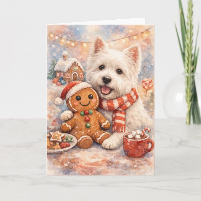 Westie and Gingerbread Man Card (Front)