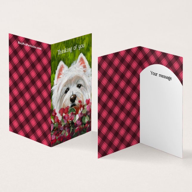 Westie and Pink Flowers (Inside and Outside)