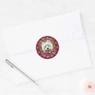 Westie and Pink Flowers Classic Round Sticker