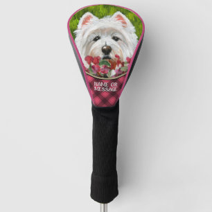 Westie and Pink Flowers Golf Head Cover