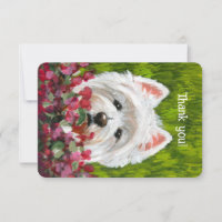 Westie and Pink Flowers