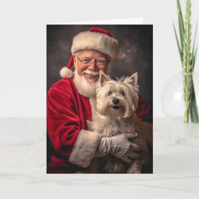 Westie and Santa Holiday Card (Front)