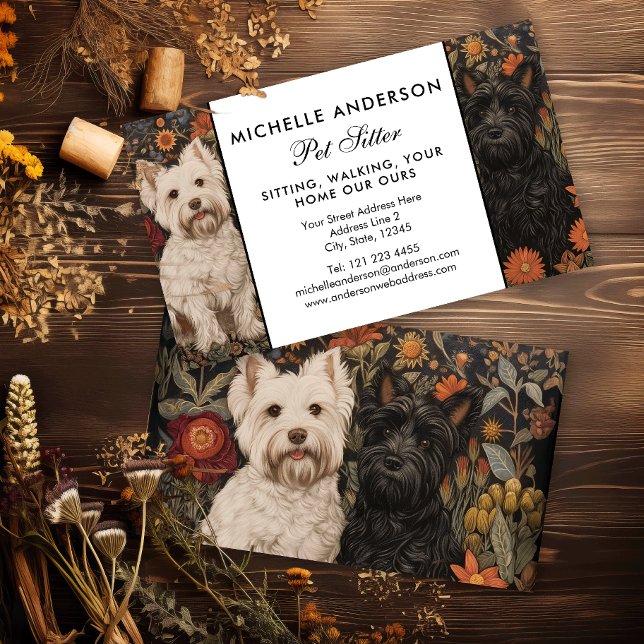 Westie and Scottie Black and White dog sitter pets Business Card (Creator Uploaded)