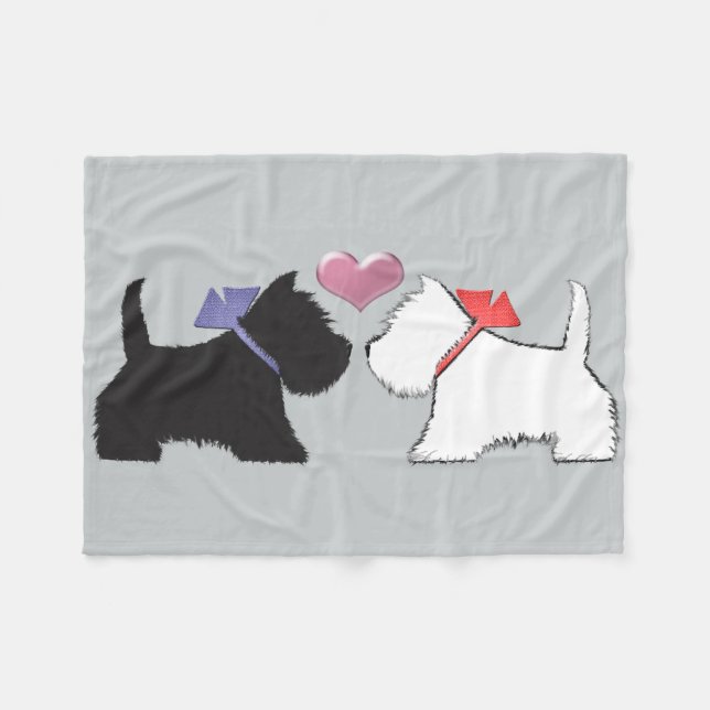 Westie and Scottie Dog Art Fleece Blanket (Front (Horizontal))