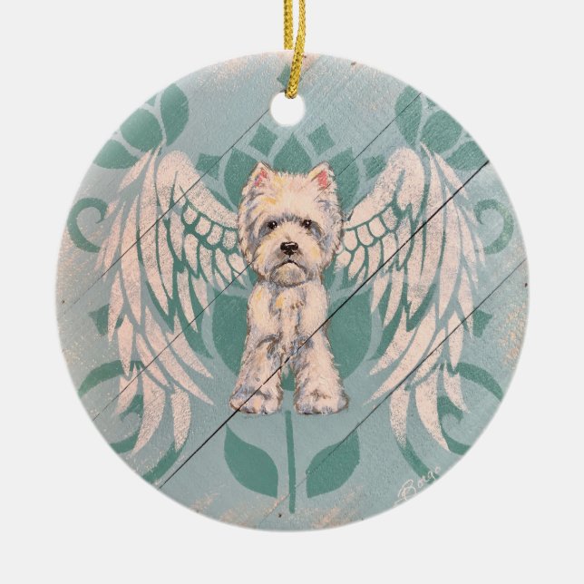 Westie Angel Christmas Ornament (Front)