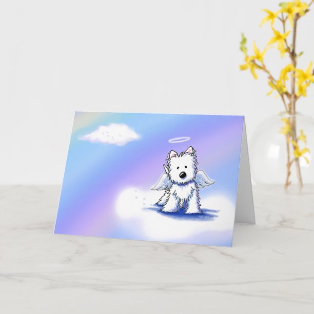 Westie Angel Pet Loss Sympathy Card (Yellow Flower)