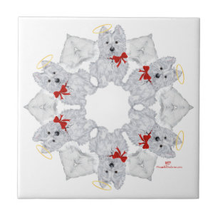 Westie Angel Snowflake Ceramic Tile