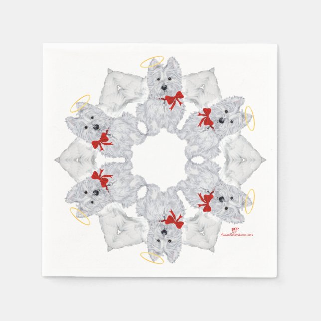 Westie Angel Snowflake Napkin (Front)