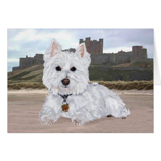 Westie at Bamburgh Castle Card
