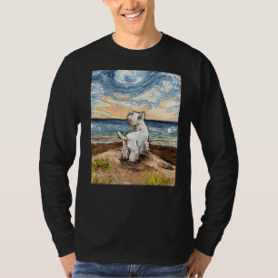 Westie At The Beach West Highland Terrier Dog By A T-Shirt