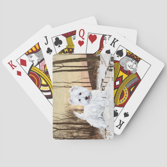Westie at Twilight Playing Cards (Back)