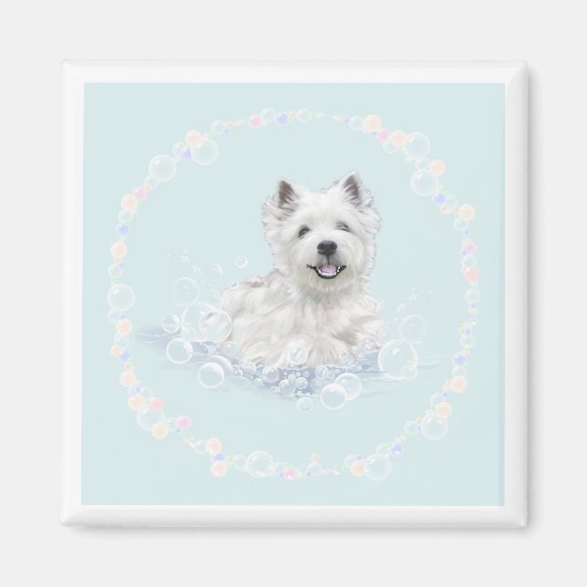 Westie Bath Time Fun Magnet (Front)