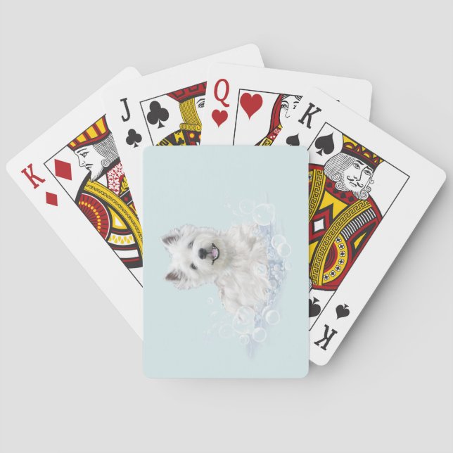Westie Bath Time Fun Playing Cards (Back)