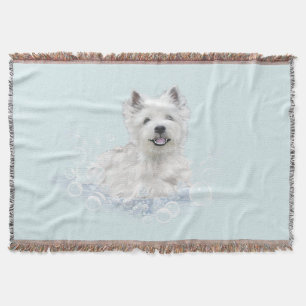 Westie Bath Time Fun Throw Blanket