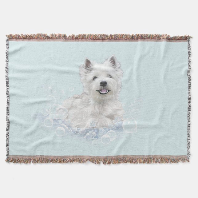 Westie Bath Time Fun Throw Blanket (Front)