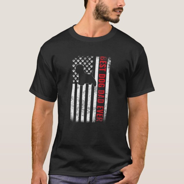 Westie Best Dog Dad Ever American Flag Men Premium T-Shirt (Front)