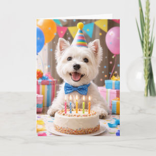 Westie Birthday Card with Cake Cute Westie Card