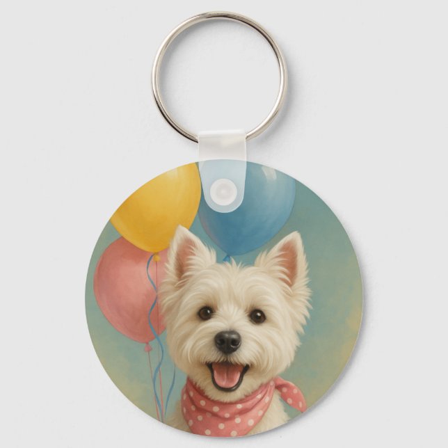 Westie Birthday Key Ring (Front)