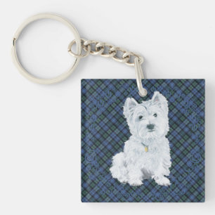 Westie Black Watch Tartan Key Ring