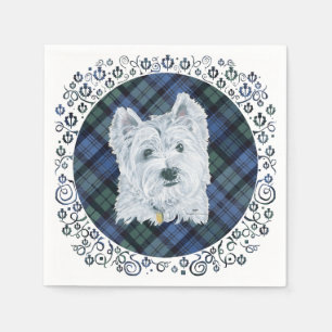 Westie Black Watch Tartan Napkin
