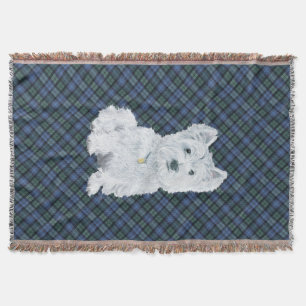 Westie Black Watch Tartan Throw Blanket