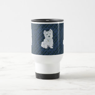 Westie Black Watch Tartan Travel Mug