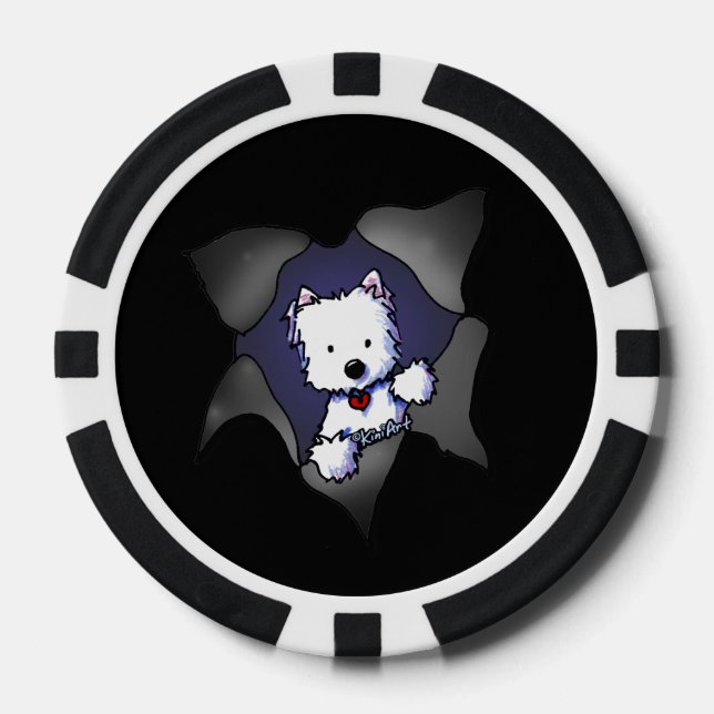 Westie BLAST Black Poker Chips (Front)