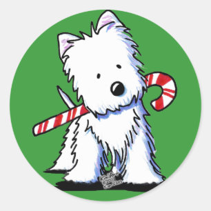 Westie Candy Cane Cutie Stickers