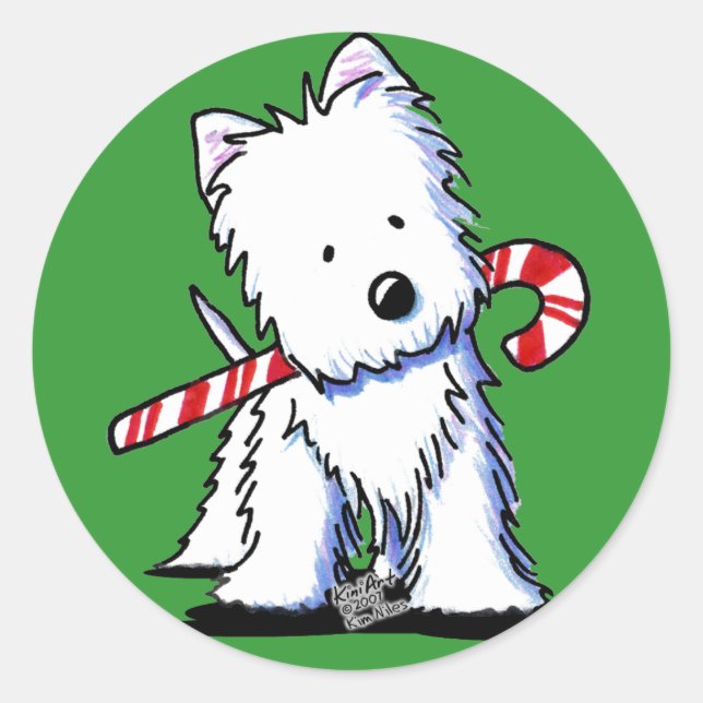 Westie Candycane Cutie KiniArt Stickers (Front)