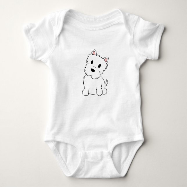 westie cartoon baby bodysuit (Front)