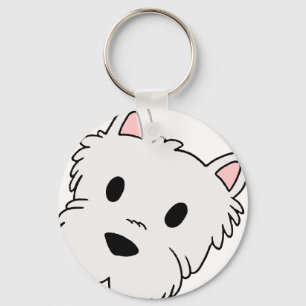 westie cartoon head key ring