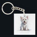 Westie Cheeky Cute Personalized  Key Ring<br><div class="desc">Featuring a gorgeous cheeky Westie, with a cute button nose. Hand-painted in soft shades of white, beige, pinks, blues, with a touch of gray. Great for giving to Westie-loving family and friends. This simplistic product, is modern elegant and classy, with a simple touch. Create a coordinating theme for your memorable...</div>