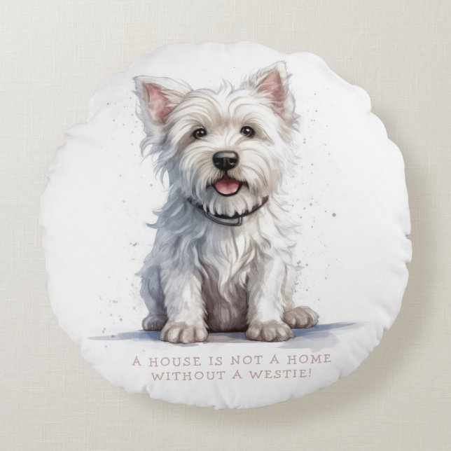 Westie Cheeky Cute Personalized Round Cushion (Front)