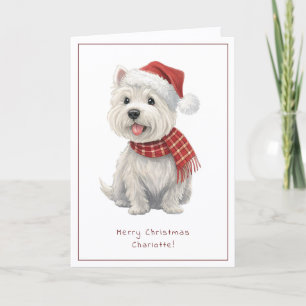 Westie Cheeky Dog Cute Christmas Card Personalise