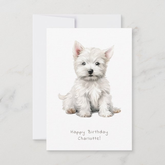 Westie Cheeky Puppy Cute Birthday Card Personalize (Front)