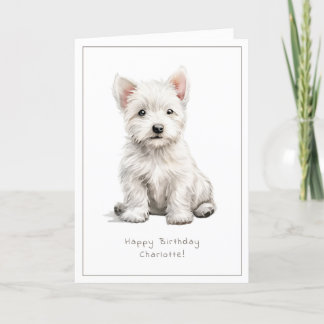 Westie Cheeky Puppy Cute Birthday Card Personalize