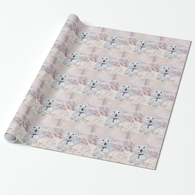 Westie Christmas Cheer Wrapping Paper (Unrolled)